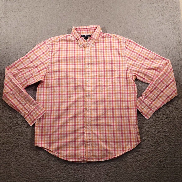 Chase Edward Shirt Mens Extra Large Pink Plaid Woven Button Up Pockets‎ Golf - Picture 1 of 10